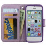 Wholesale iPhone 5C Quilted Flip Leather Wallet Case (Purple)